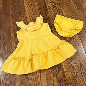 JANIE AND JACK beautiful yellow thick cotton dress 12-18 MONTHS